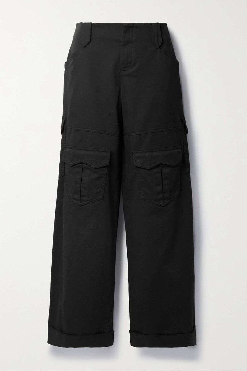 Cotton-blend gabardine straight-leg cargo pants 1