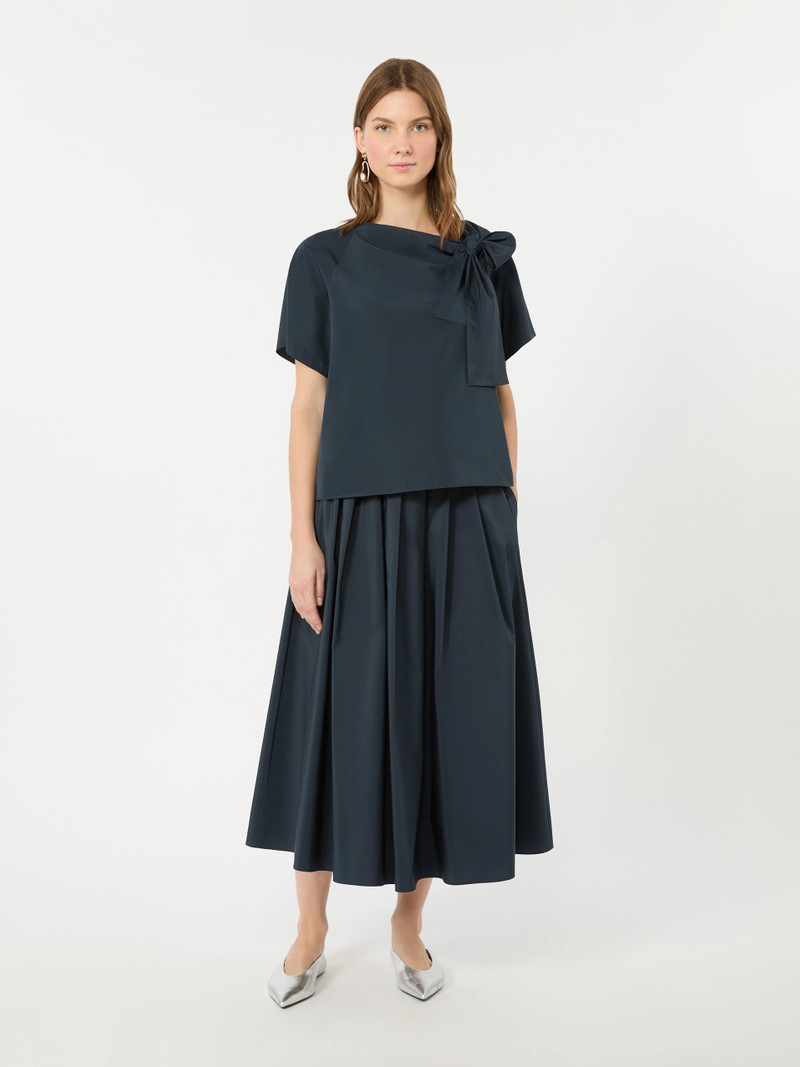 ALPACA Long cotton-blend taffeta skirt - NAVY 2