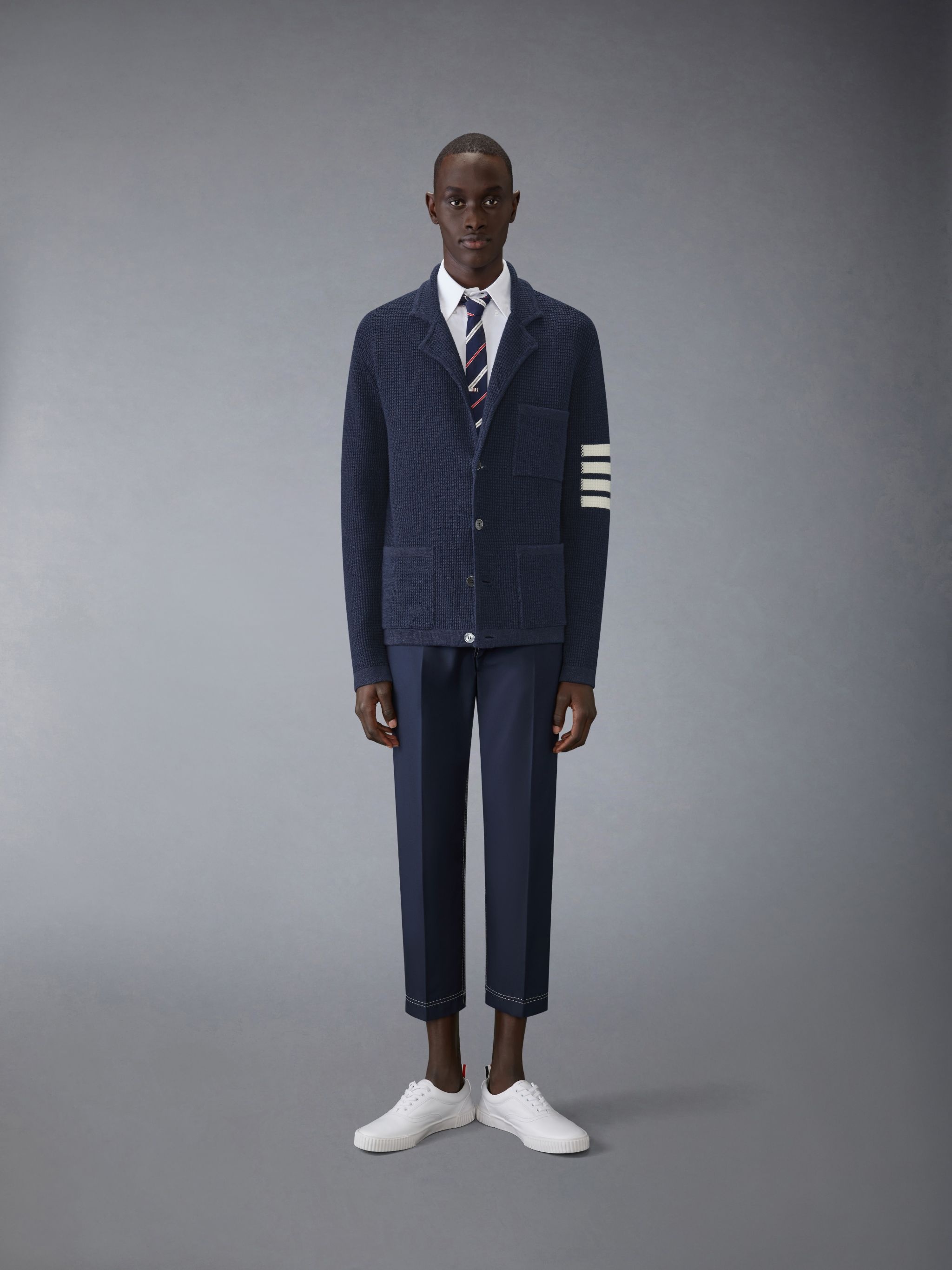 Linen Cotton 4-Bar Caridgan Jacket - 3
