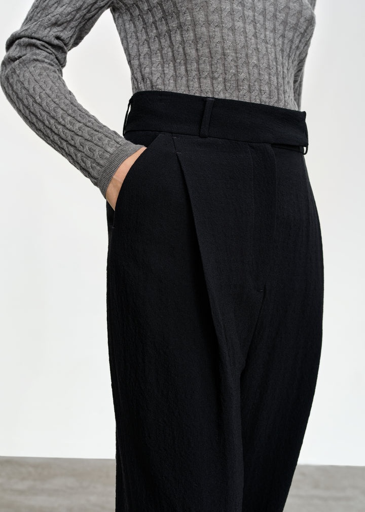 Deep pleat crepe trousers black - 5