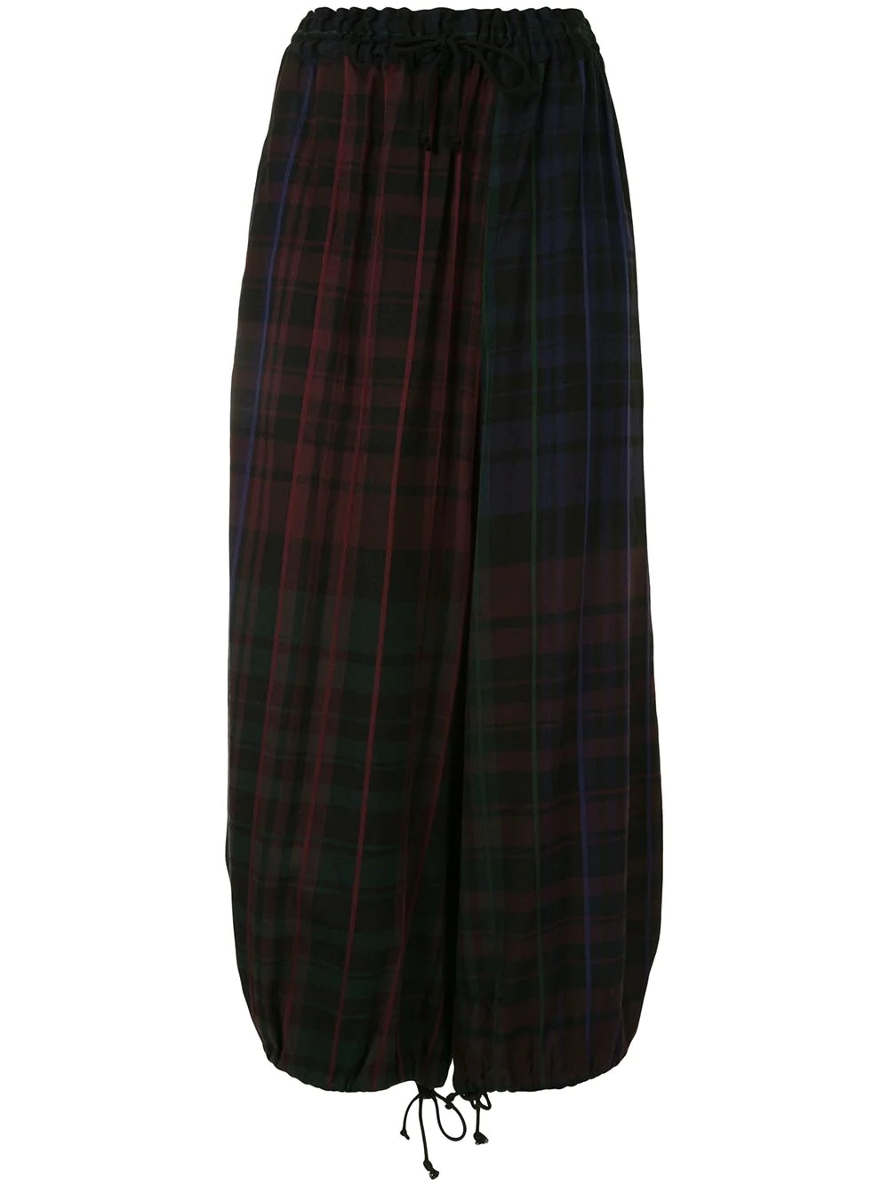 check-pattern straight-leg culottes - 1