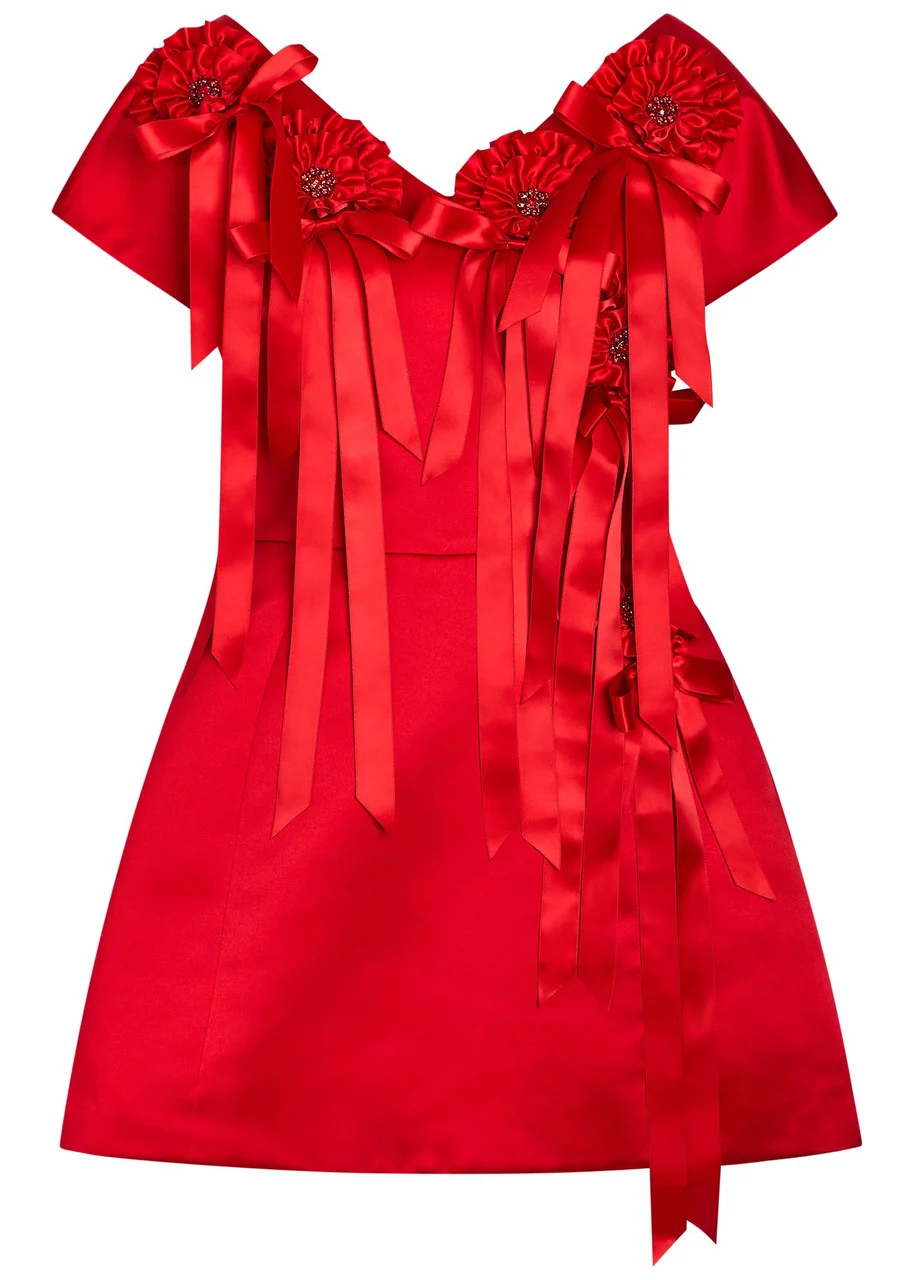 Simone Rocha Rosette-appliquéd Duchess Satin Mini Dress - 1