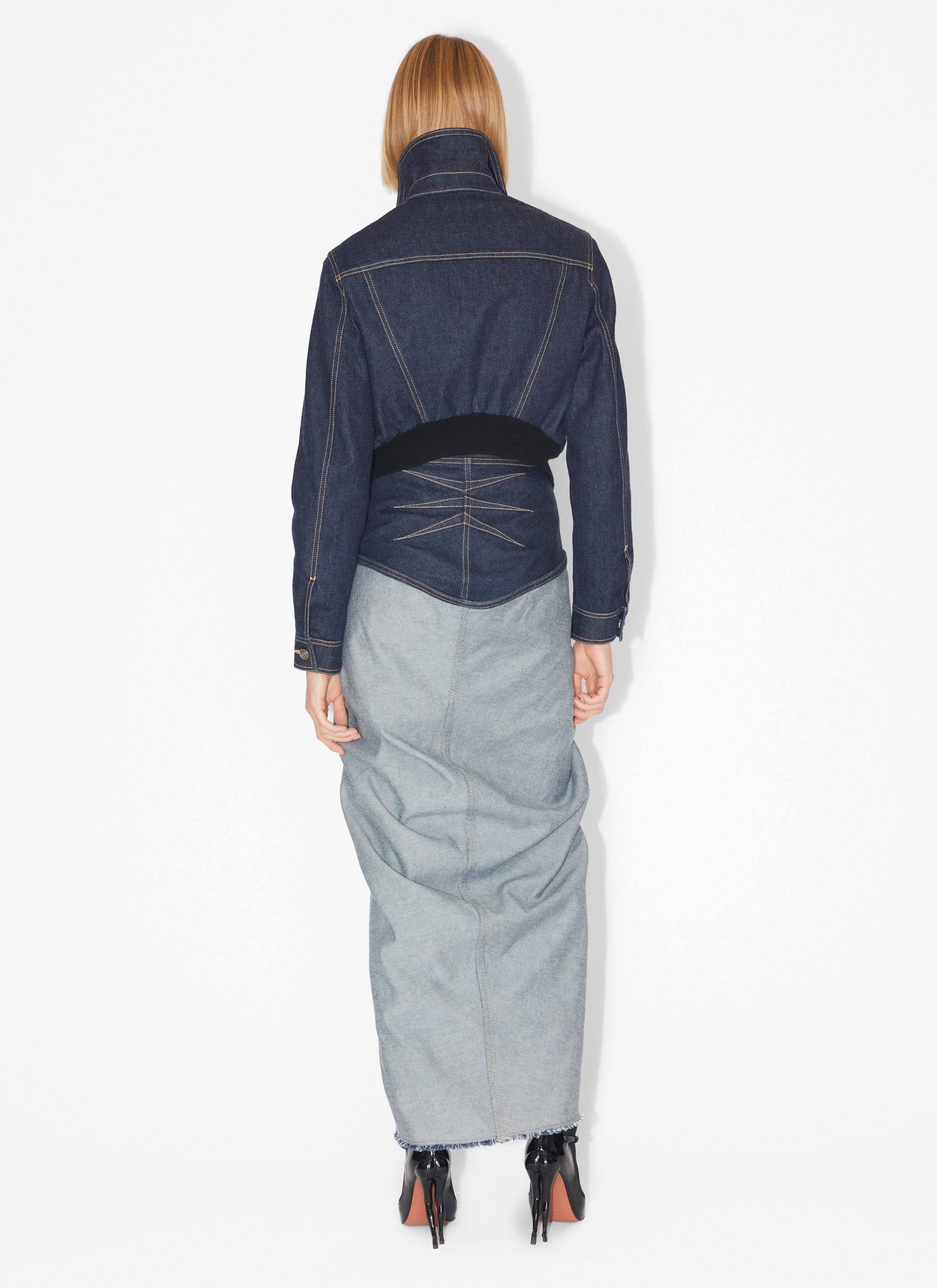 DRAPED DENIM SKIRT - 3