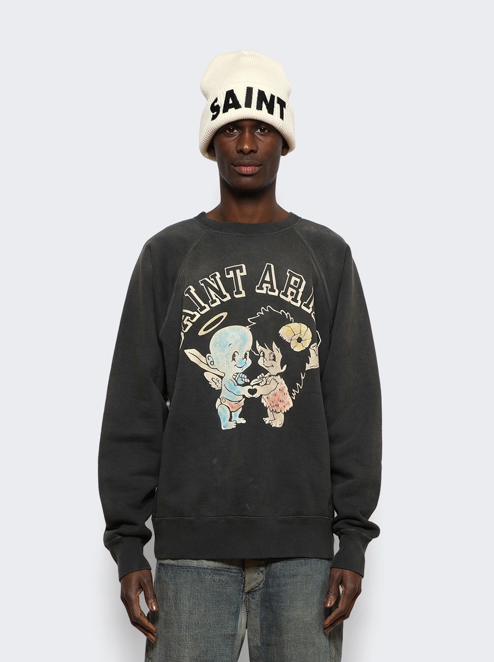 SAINT M×××××× Aries Crewneck Sweatshirt Black | REVERSIBLE