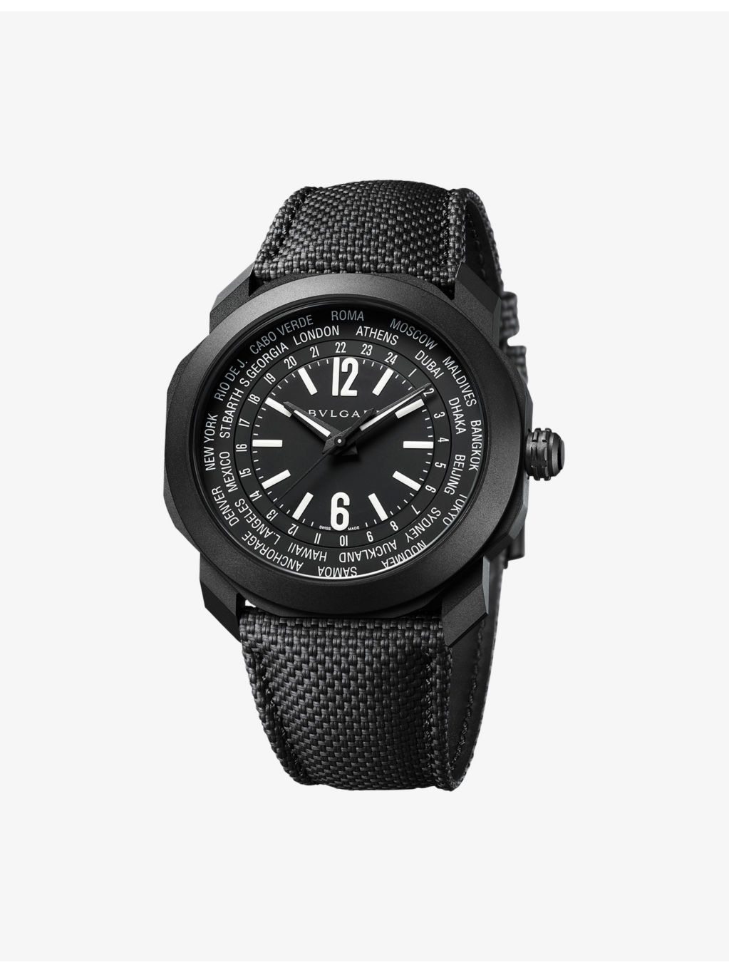 OC41BSDLCRWT Octo Roma WorldTimer stainless-steel DLC and rubber automatic watch - 6