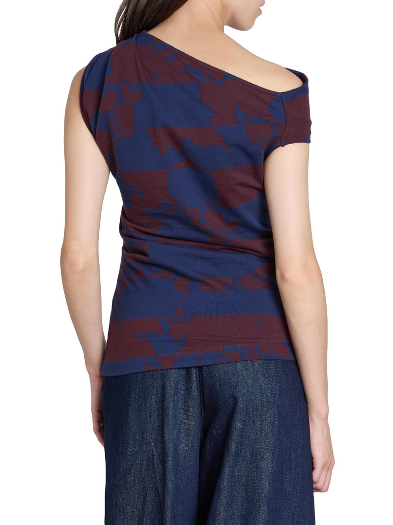 Women's Hunray Asymmetric Abstract Cotton Shirt - Burgundy 5