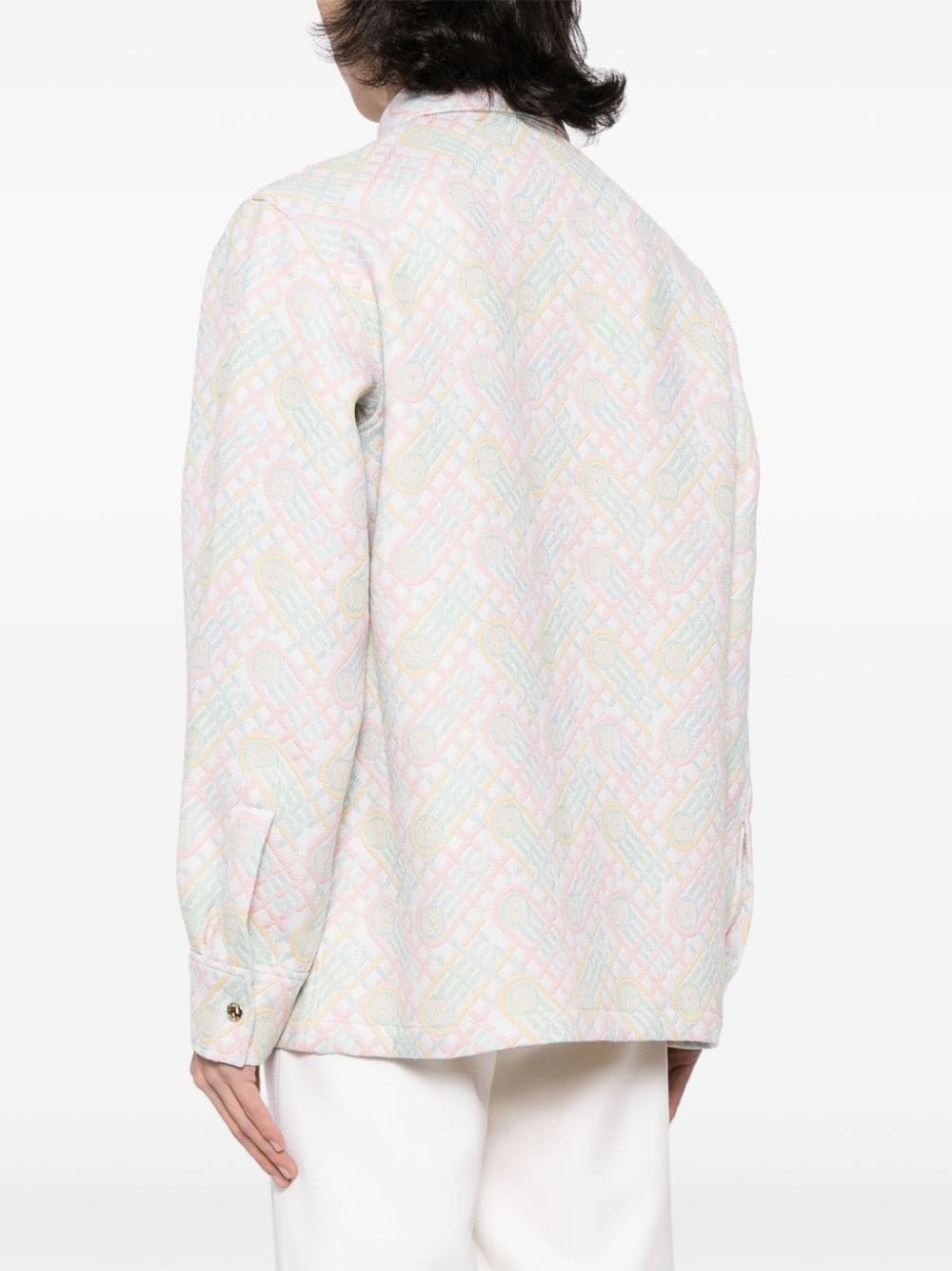 logo-appliqué monogram-jacquard jacket - 4