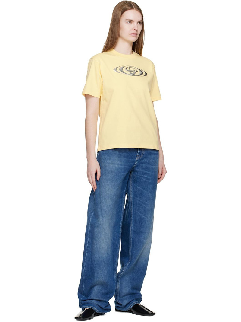 CASABLANCA Yellow Warped Logo Corrosion T-shirt outlook