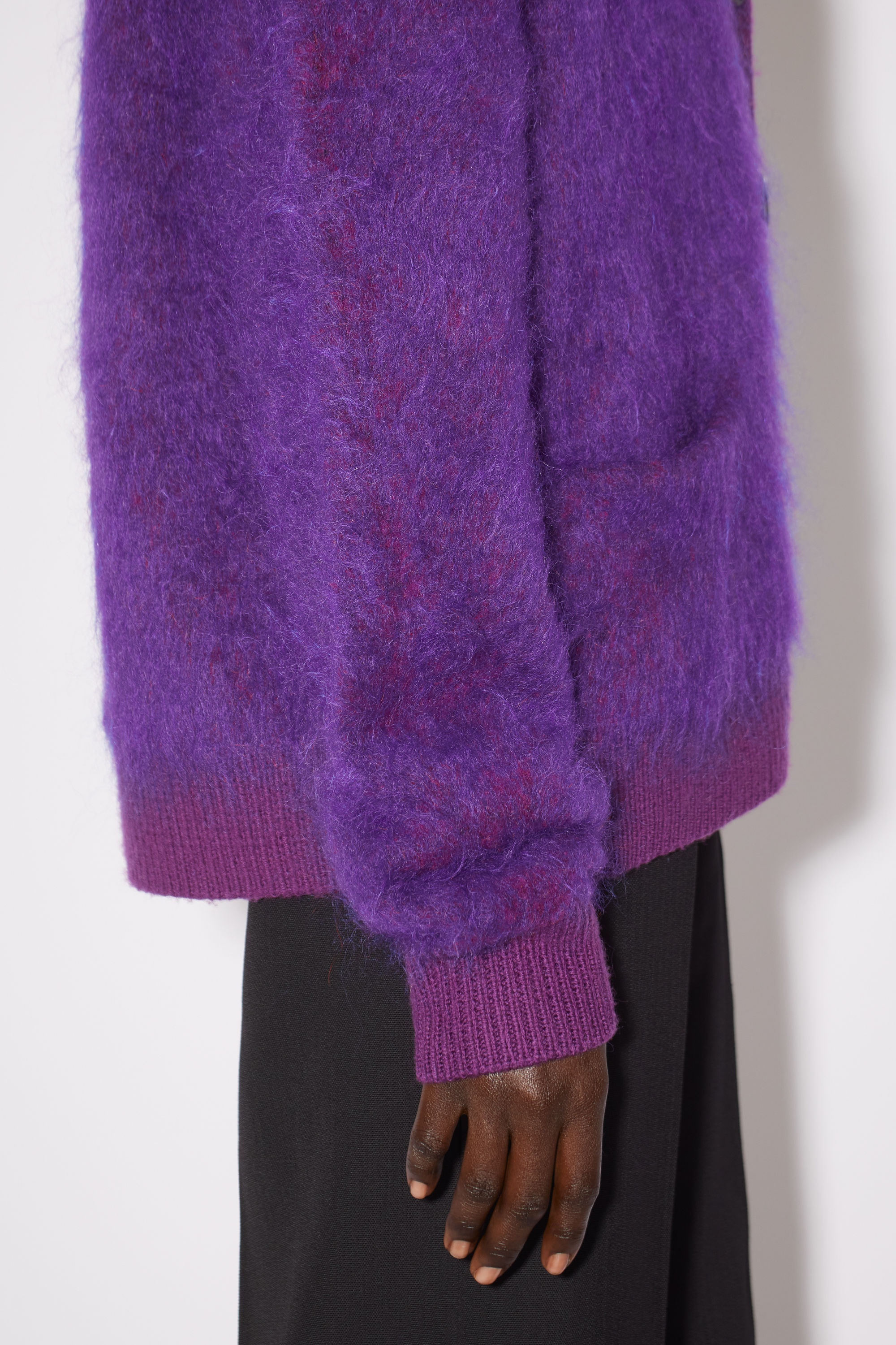 Mohair wool fluffy cardigan - Violet purple - 4