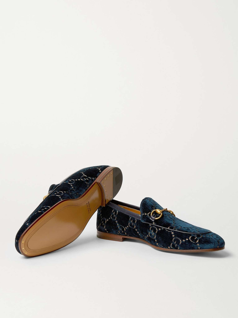 Jordaan Horsebit Leather-Trimmed Logo-Embroidered Velvet Loafers 7