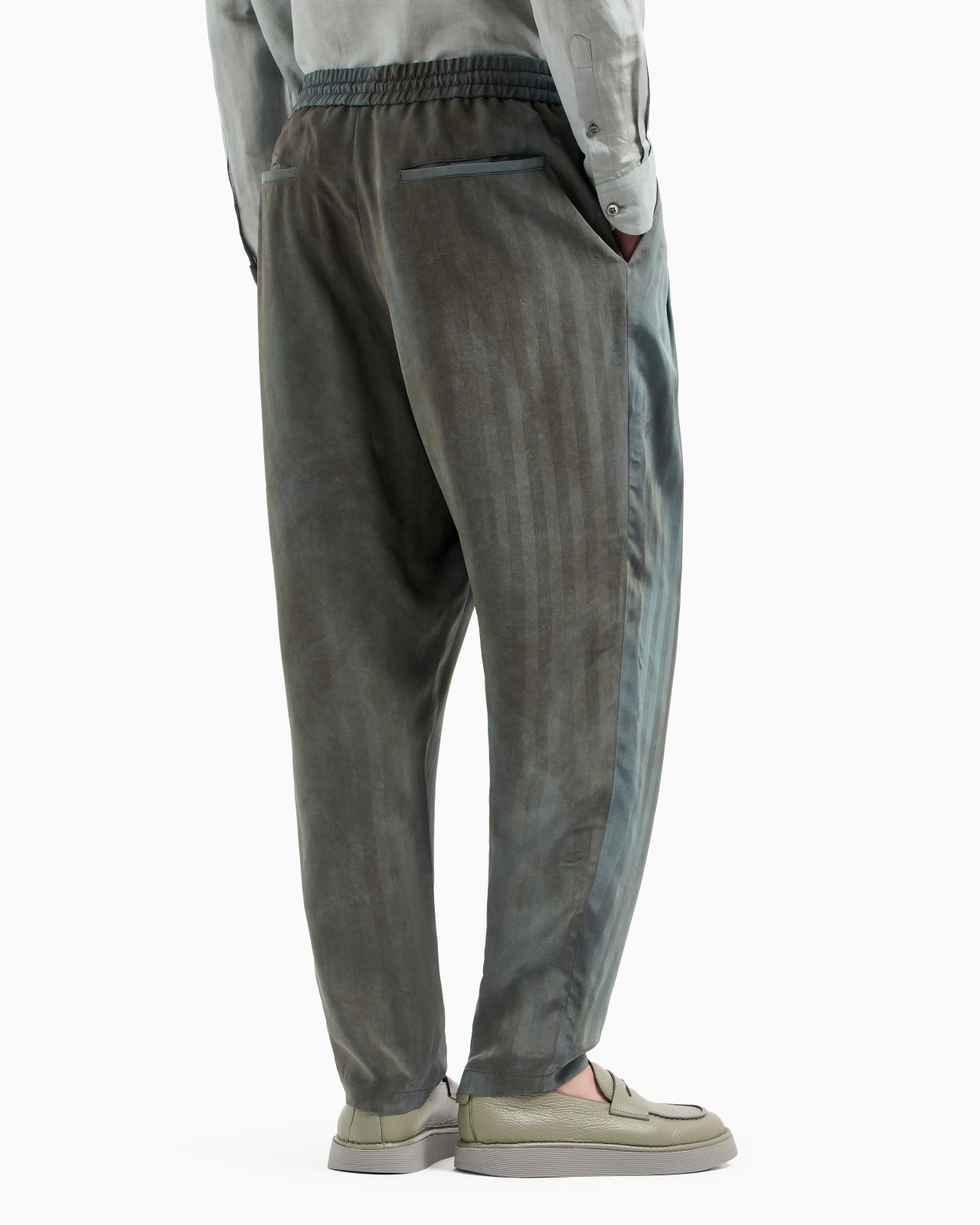 VISCOSE CANVAS FLAT-FRONT TROUSERS - 3