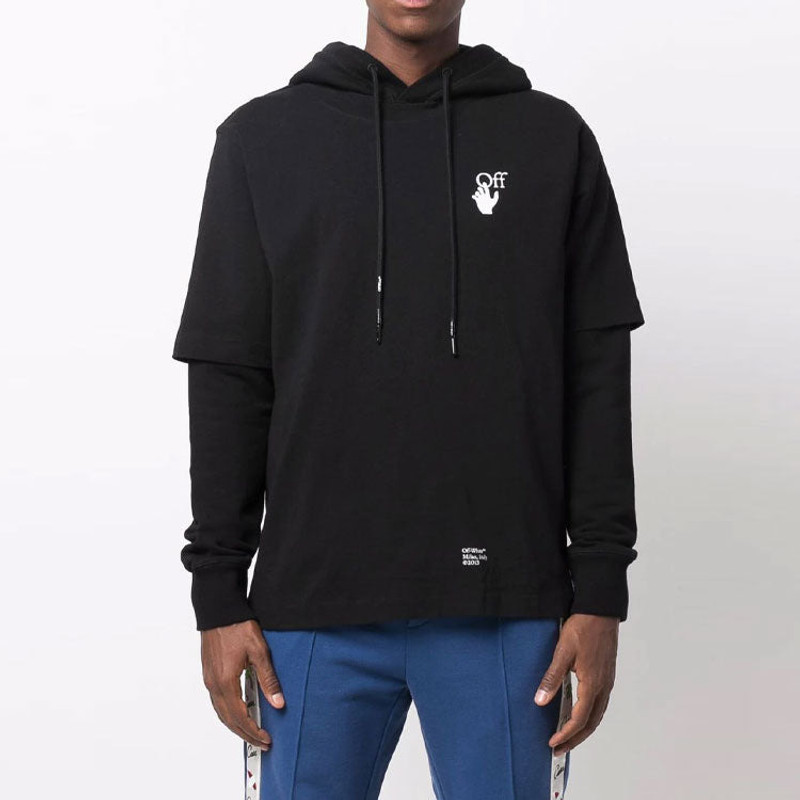 Off-White OFF-WHITE FW21 Arrow Pattern Printing Double Layer Sleeve Version Black OMBB087F21FLE0051001 outlook