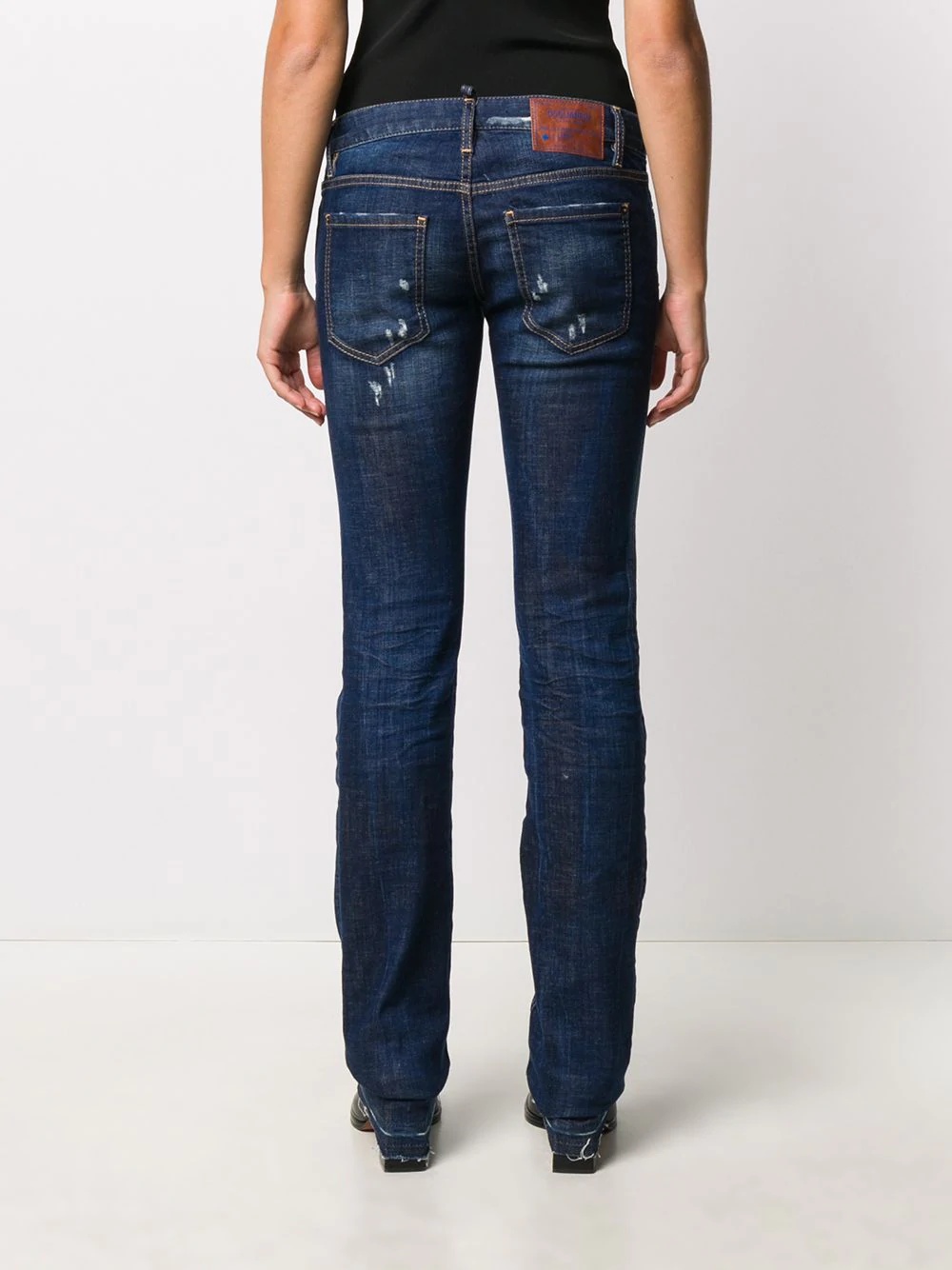 distressed straight-leg jeans - 4