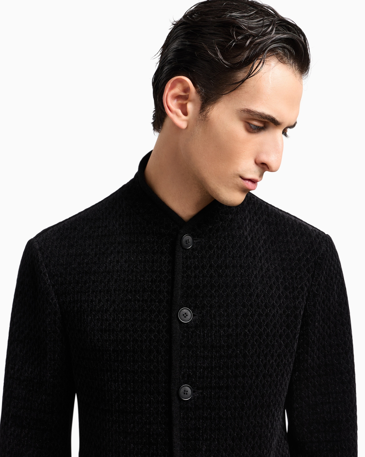 SINGLE-BREASTED JACKET IN A CHENILLE JERSEY KNIT - 5