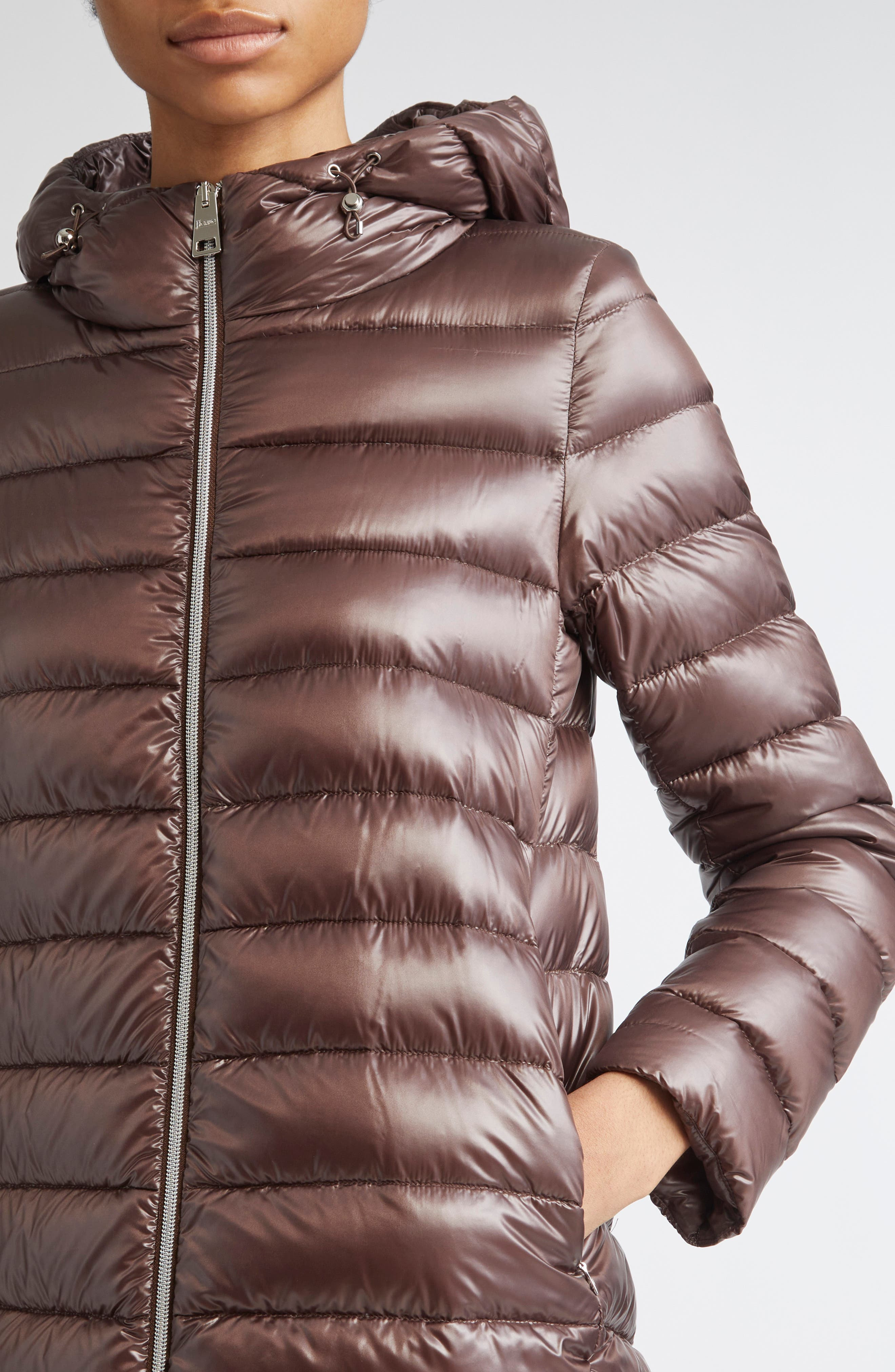 Herno Shiny Nylon Hooded Down Puffer Jacket in Chocolate at Nordstrom - 4