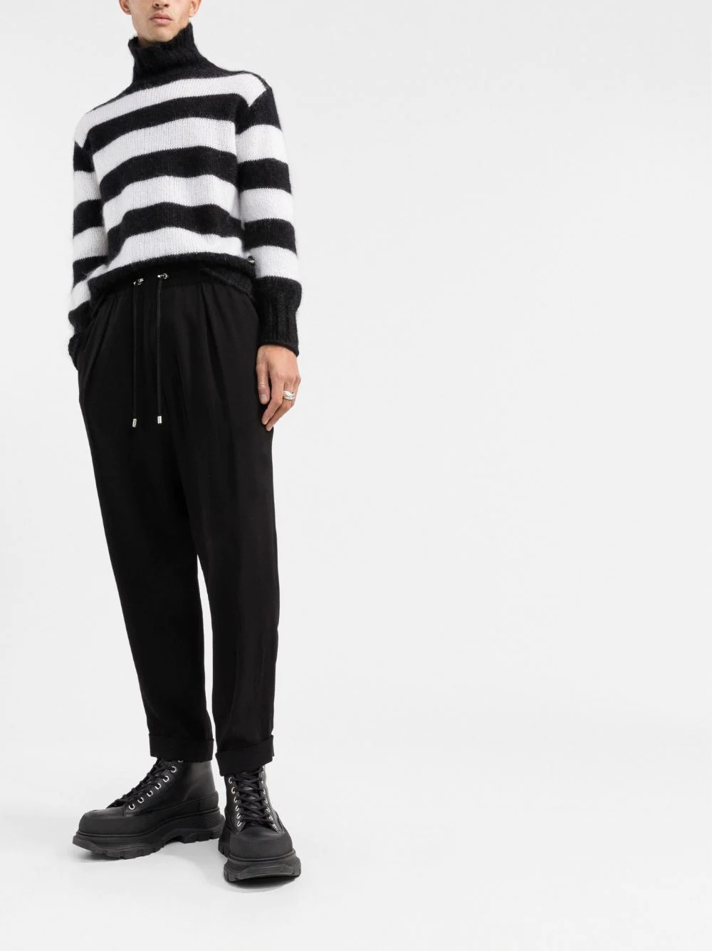 slouchy crepe tapered-leg track pants - 2