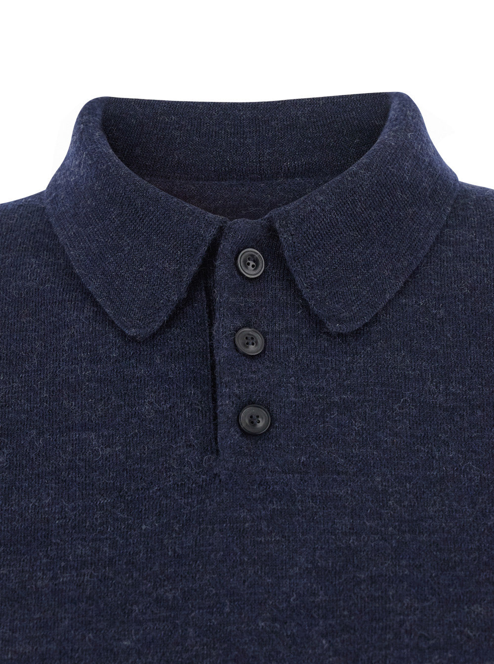 Maison Margiela Women Blue Polo Shirt With Classic Collar And Suede Patch On The Back In Wool Woman - 3