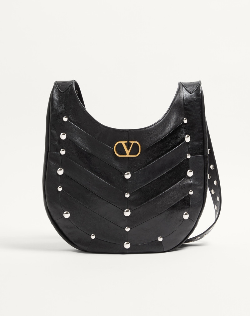 VALENTINO GARAVANI HOBOHO HOBO BAG IN CHEVRON PATTERN NAPPA LEATHER WITH STUDS. 1