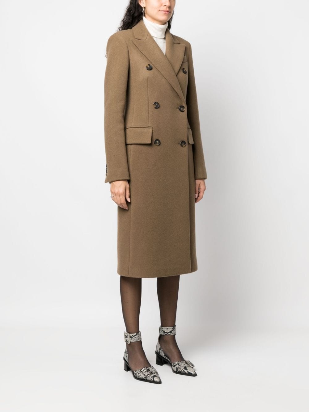 double-breasted wool-cashmere coat - 3