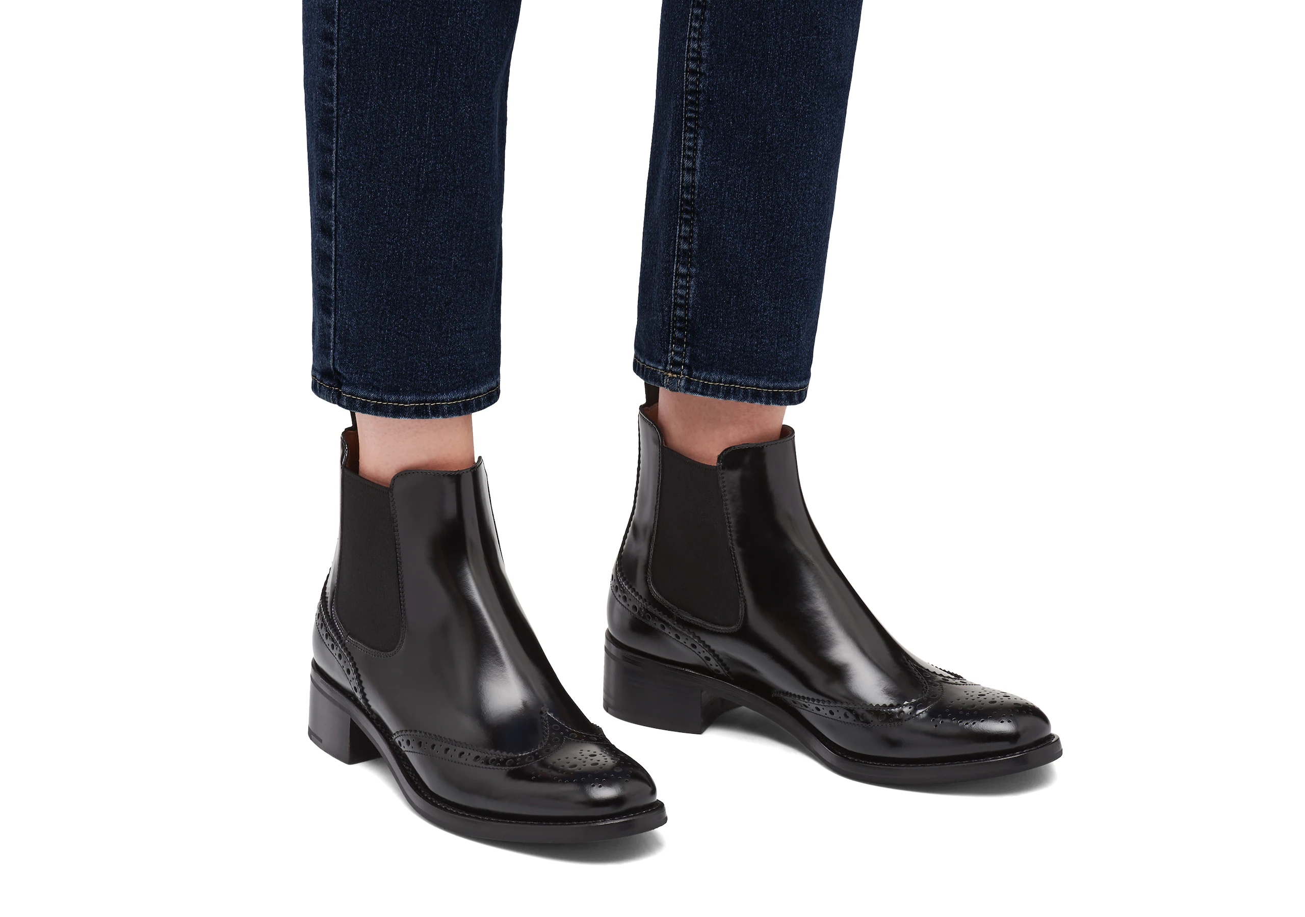 Church's Estella r Polished Fumè Chelsea Boot Brogue Black