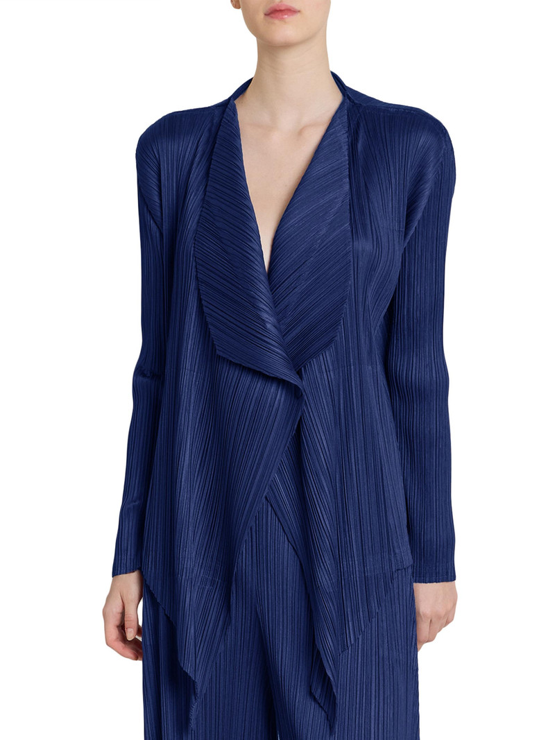 Women's Monthly Colors: January Plissé Drape Jacket - Dark Navy 3