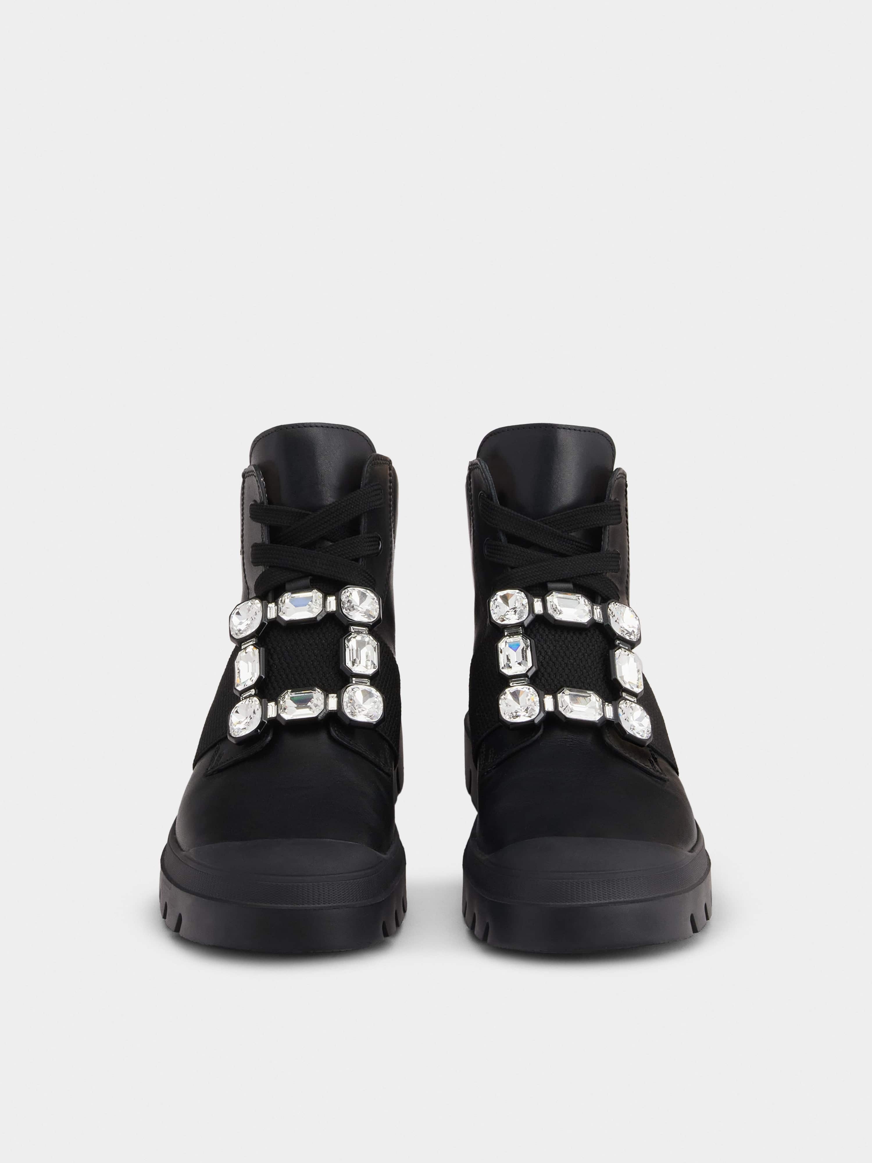 Walky Viv' Lace Up Strass Buckle Booties in Leather - 7
