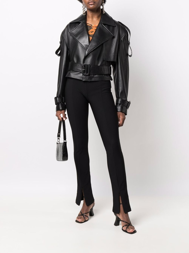 MANOKHI Hana cropped biker jacket outlook