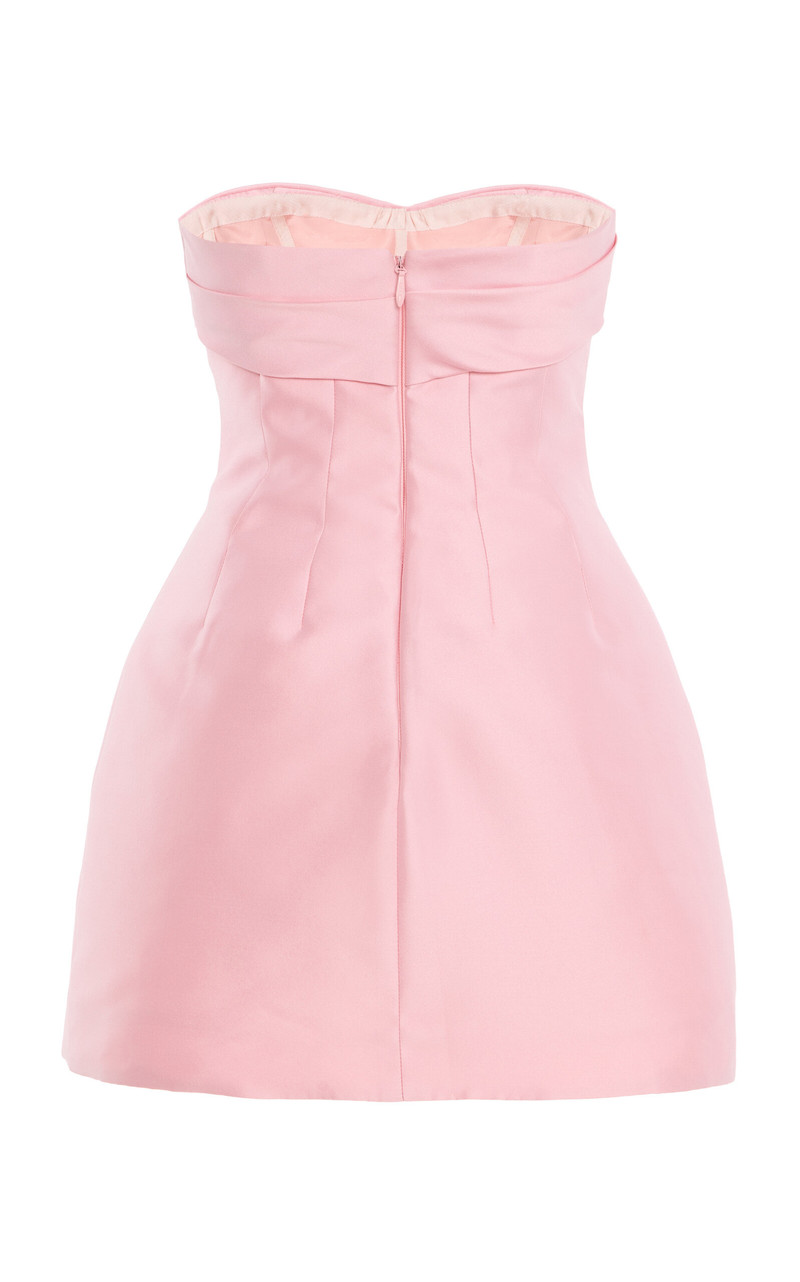 Monique Lhuillier Strapless Draped Neckline Scultped Mini Dress light pink outlook