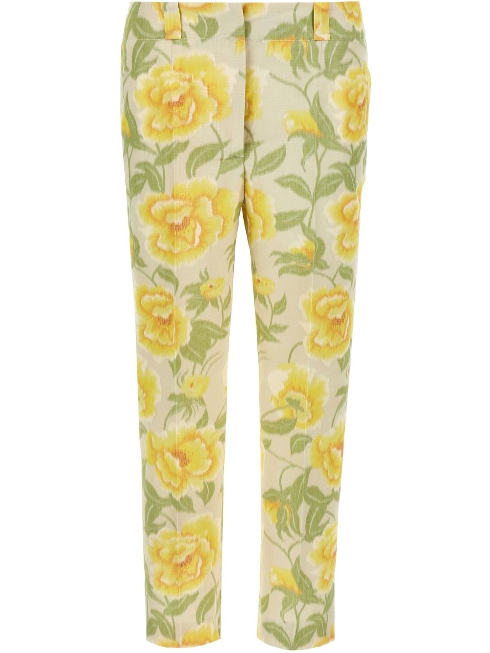 Peonies-print trousers - 1