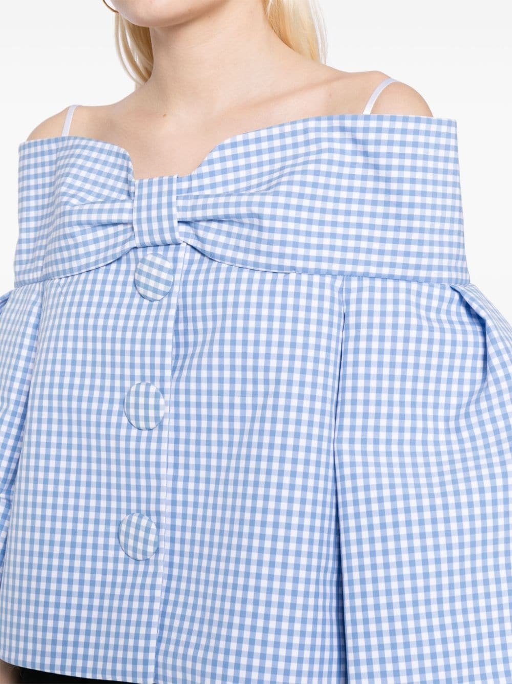 bow-detail gingham-check blouse - 5