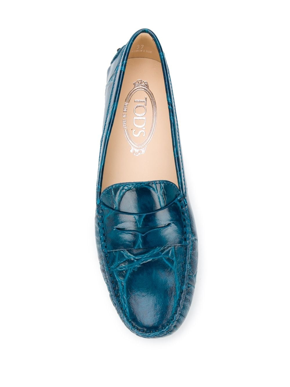 embossed style almond toe loafers - 4