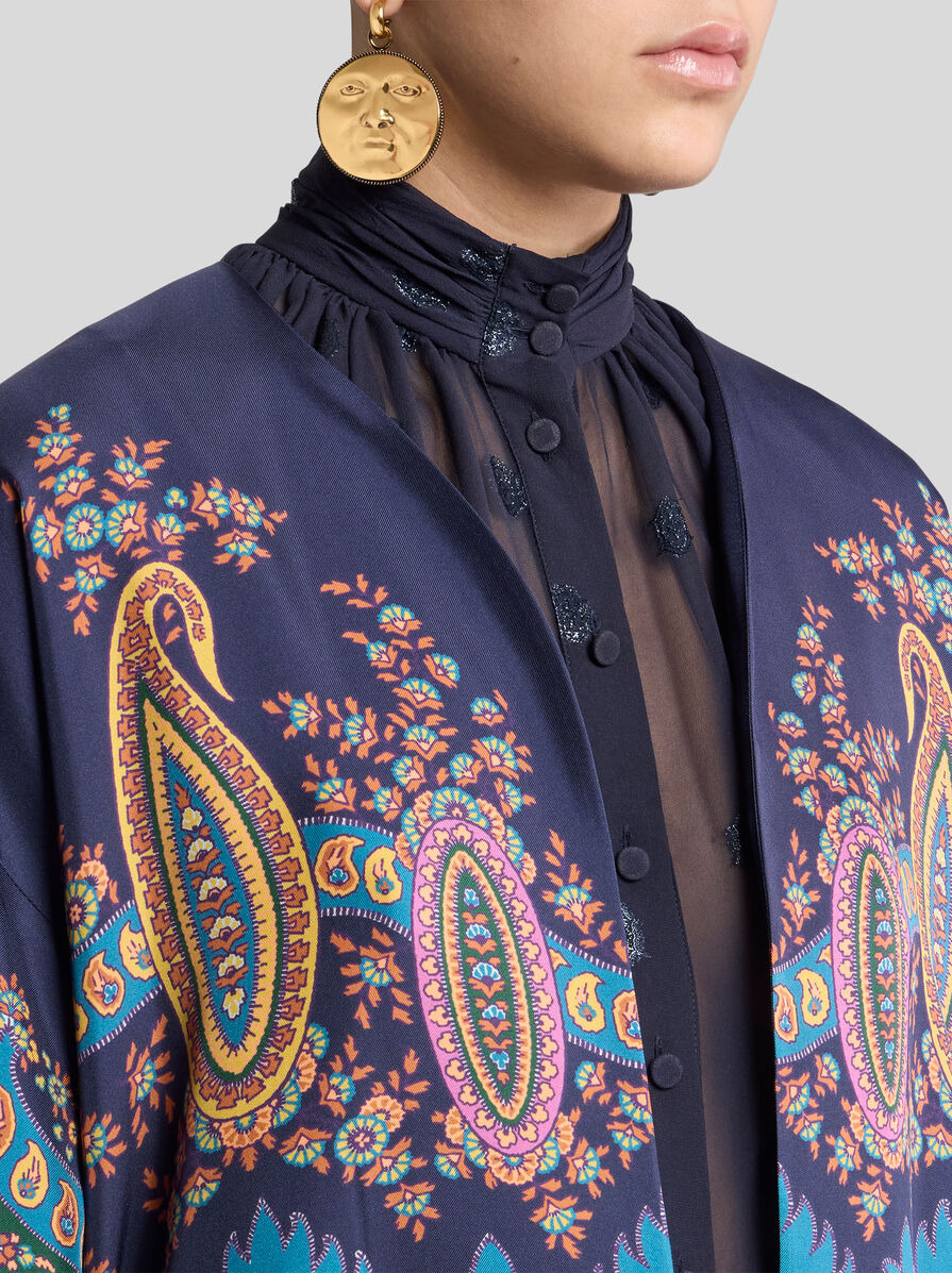 SILK TWILL KESA WITH PLACED PRINT - 2