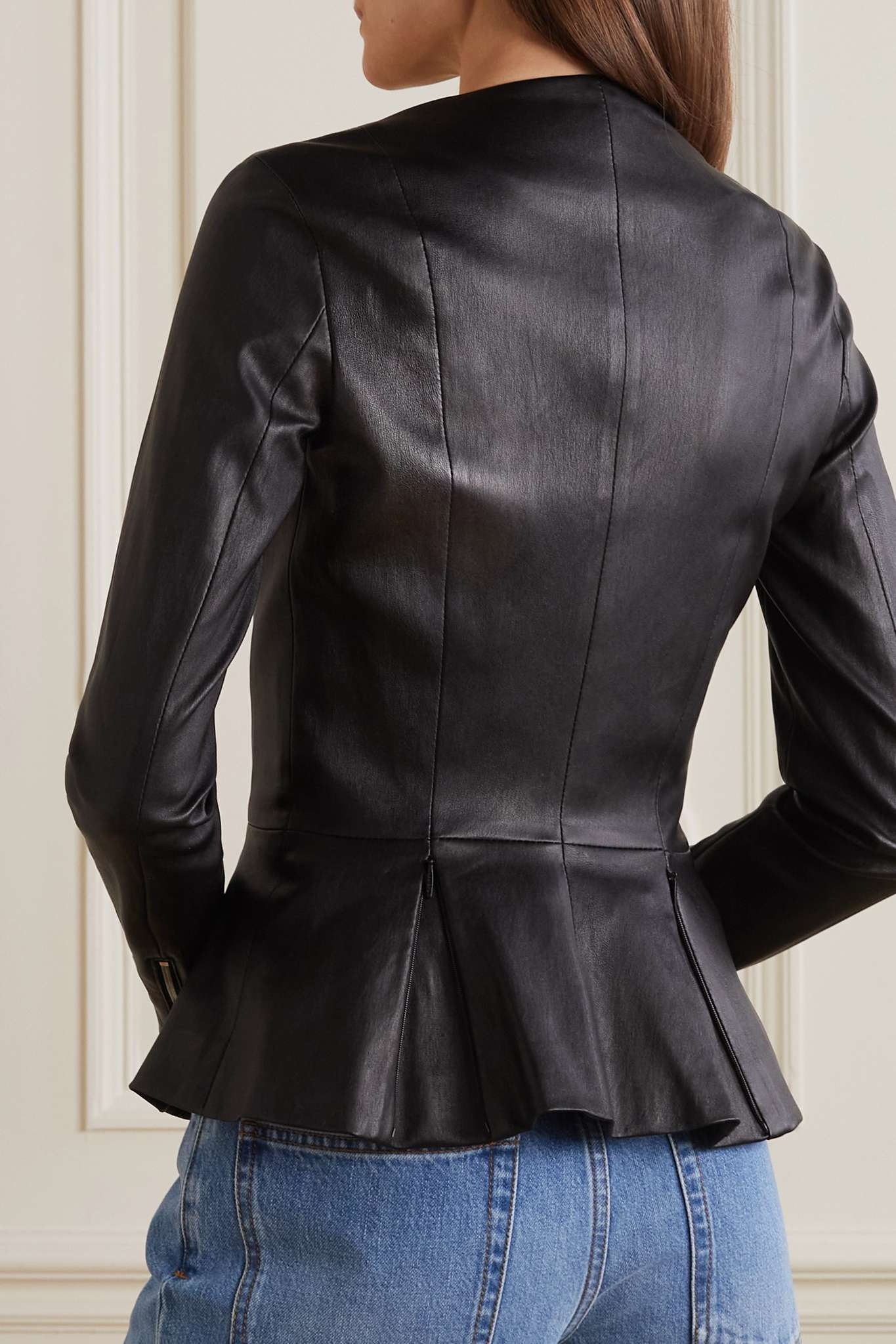 Anasta leather peplum jacket - 4