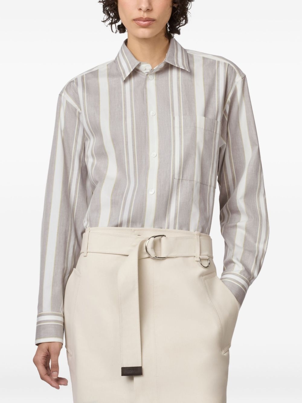 striped belted shirt - 2