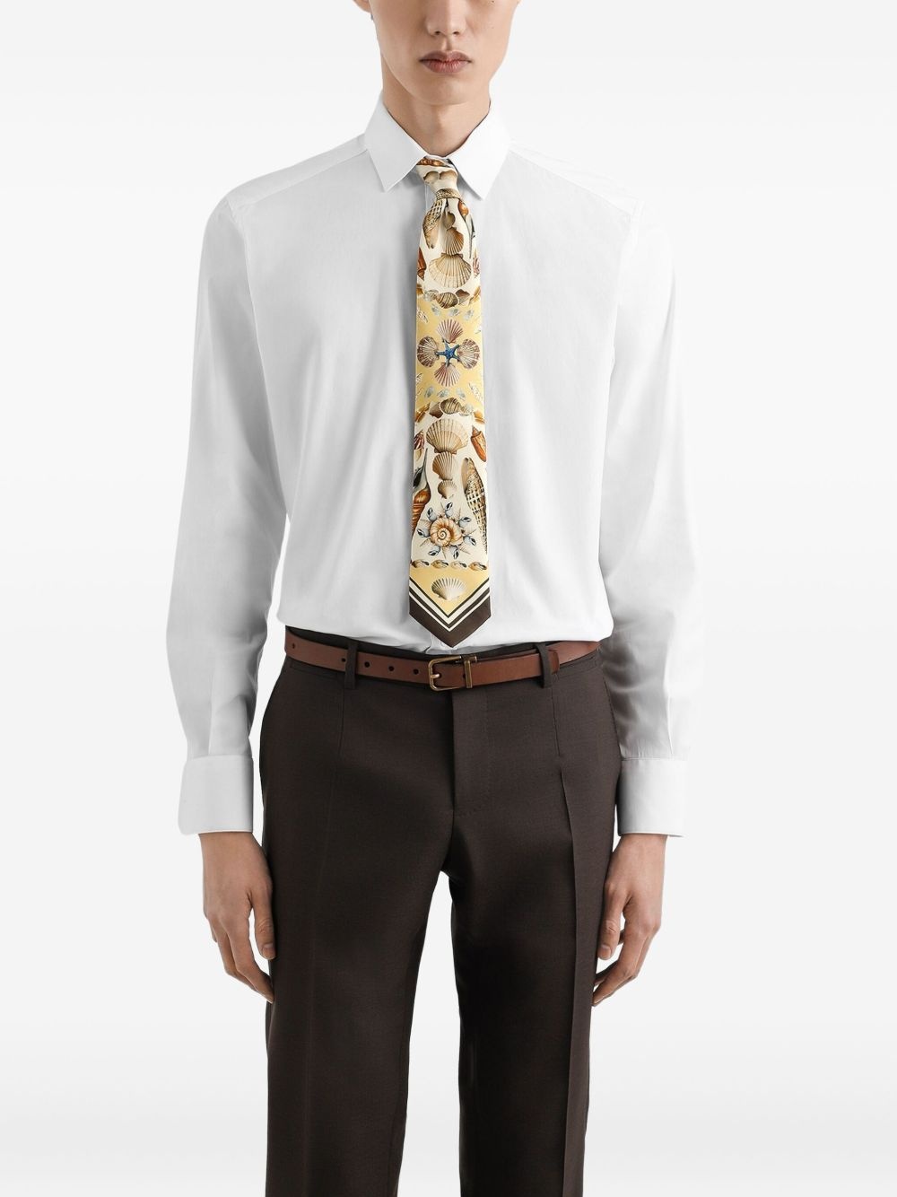 shell-print silk tie - 3
