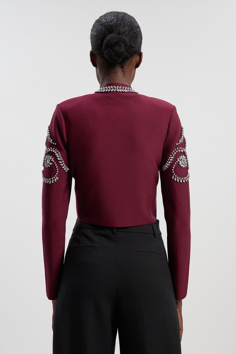 Figure Form Bandage Embellished Knit Jacket 4
