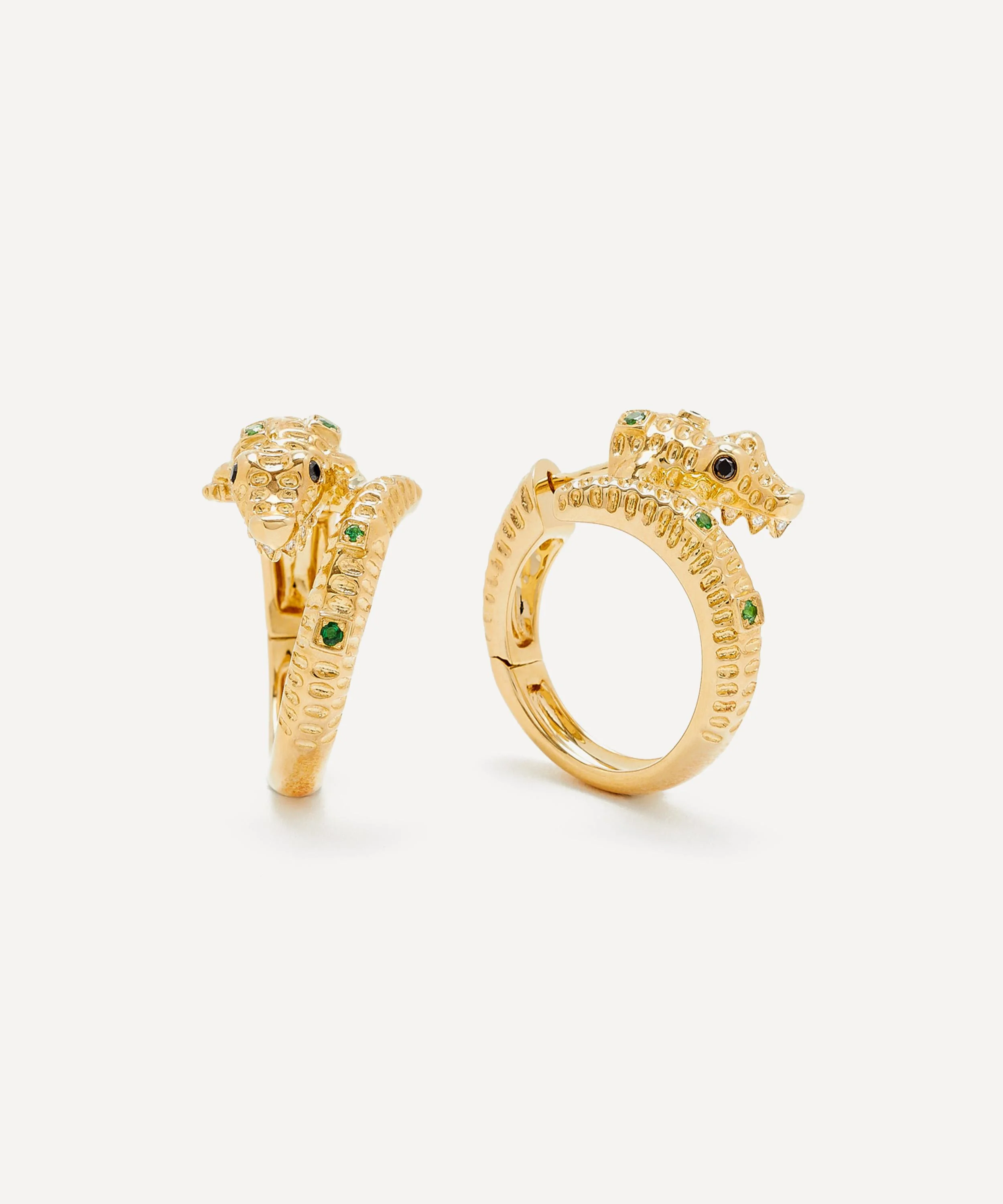 9ct Gold Crocodile Hoop Earrings - 1