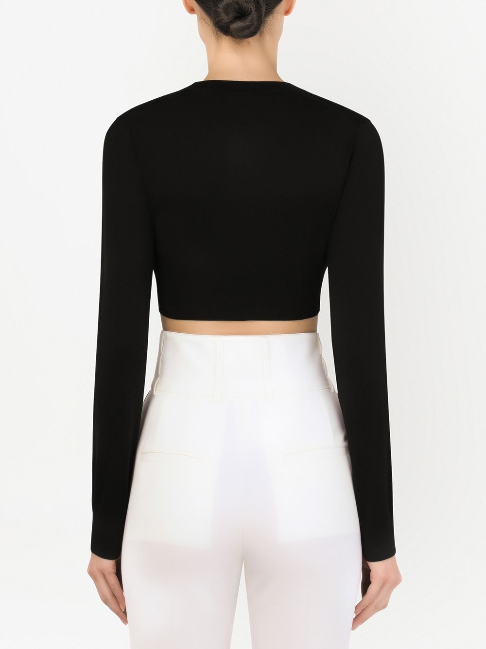 silk knit cropped jumper - 4