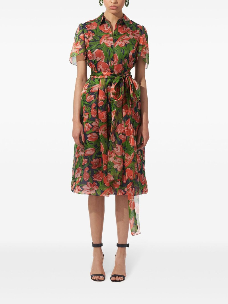 CAROLINA HERRERA tulip-print silk shirt dress outlook