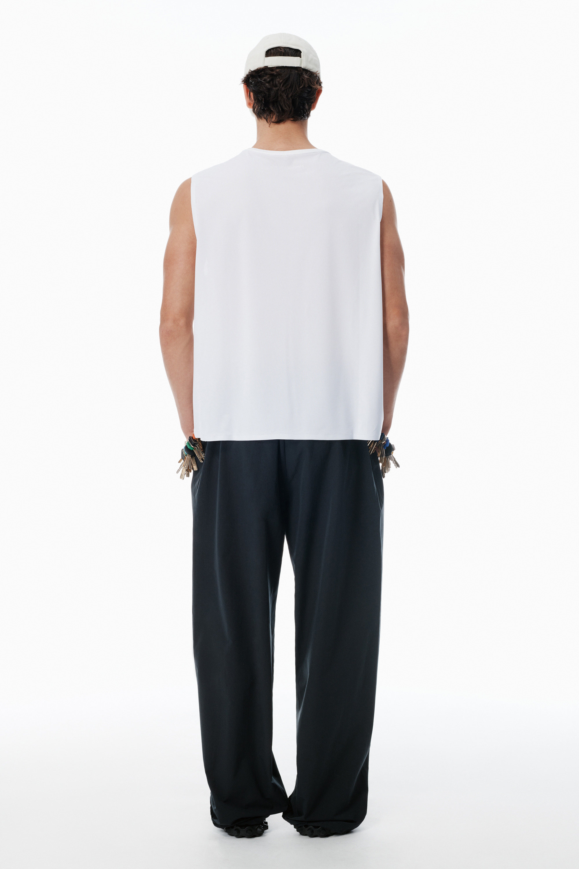 White Laser-Cut Logo Muscle Shirt - 4