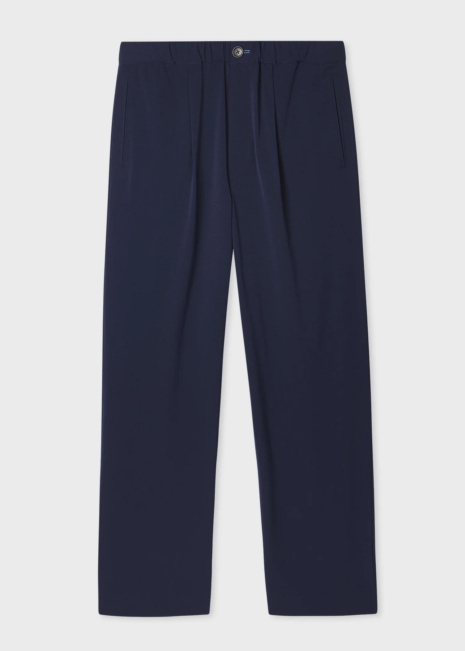 Navy Stretch Pleated Trousers - 1
