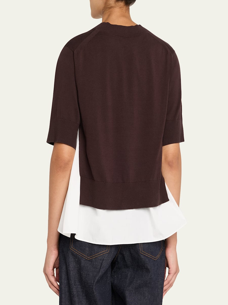 sacai Peek-A-Boo Shirttail Short-Sleeve Sweater outlook