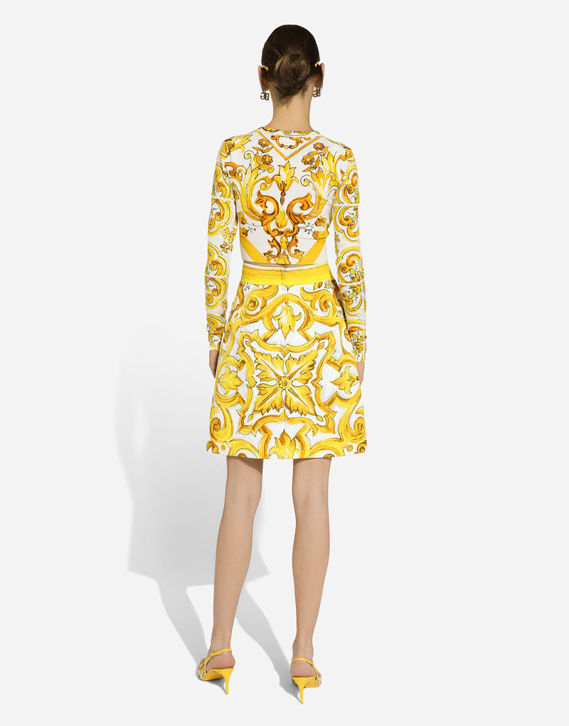 짧은 majolica-print brocade 스커트 3