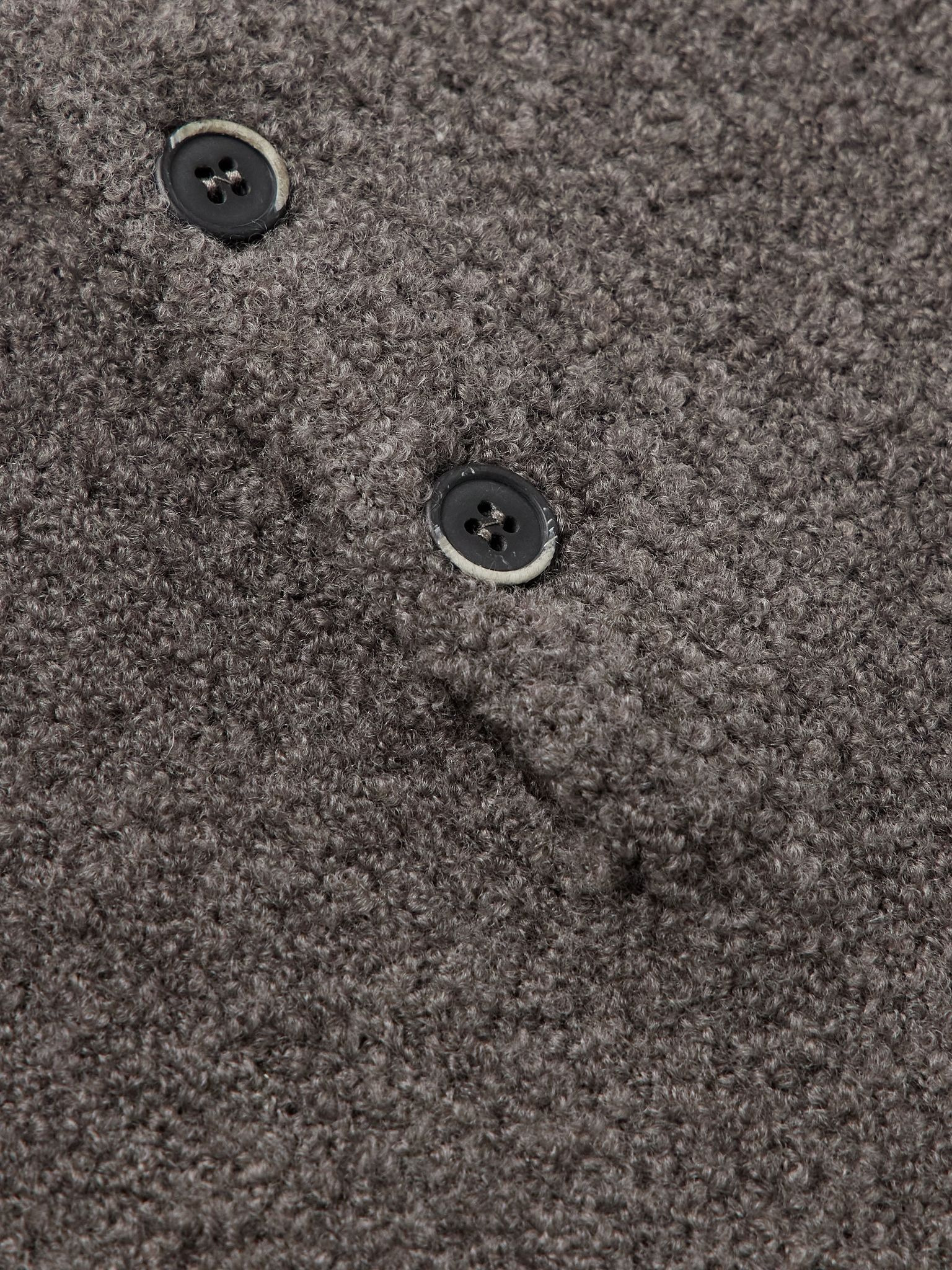 Wool-Blend Chenille Polo Shirt Brown - 4