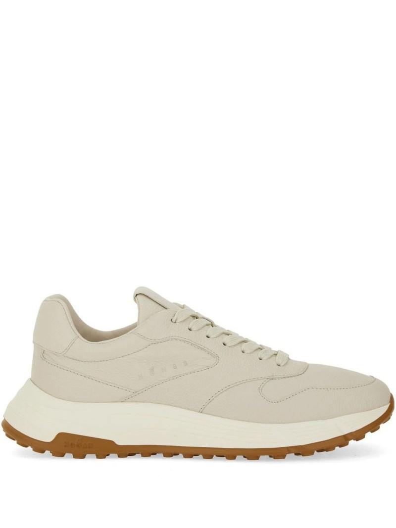 leather lace-up low-top sneakers 1