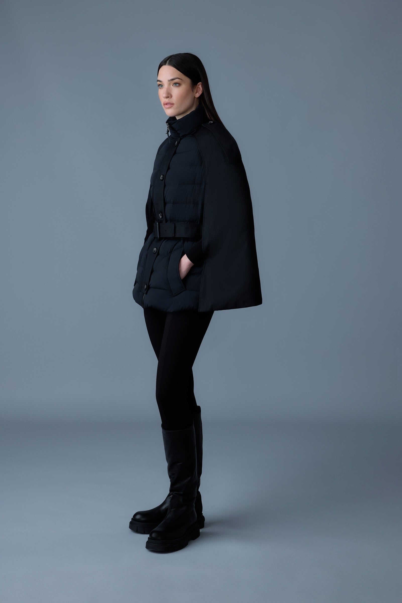 ADIE Strech lightweight cape-style down coat - 3