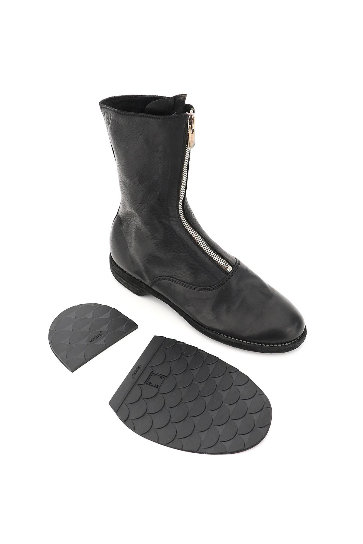 Front zip leather ankle boots - 4