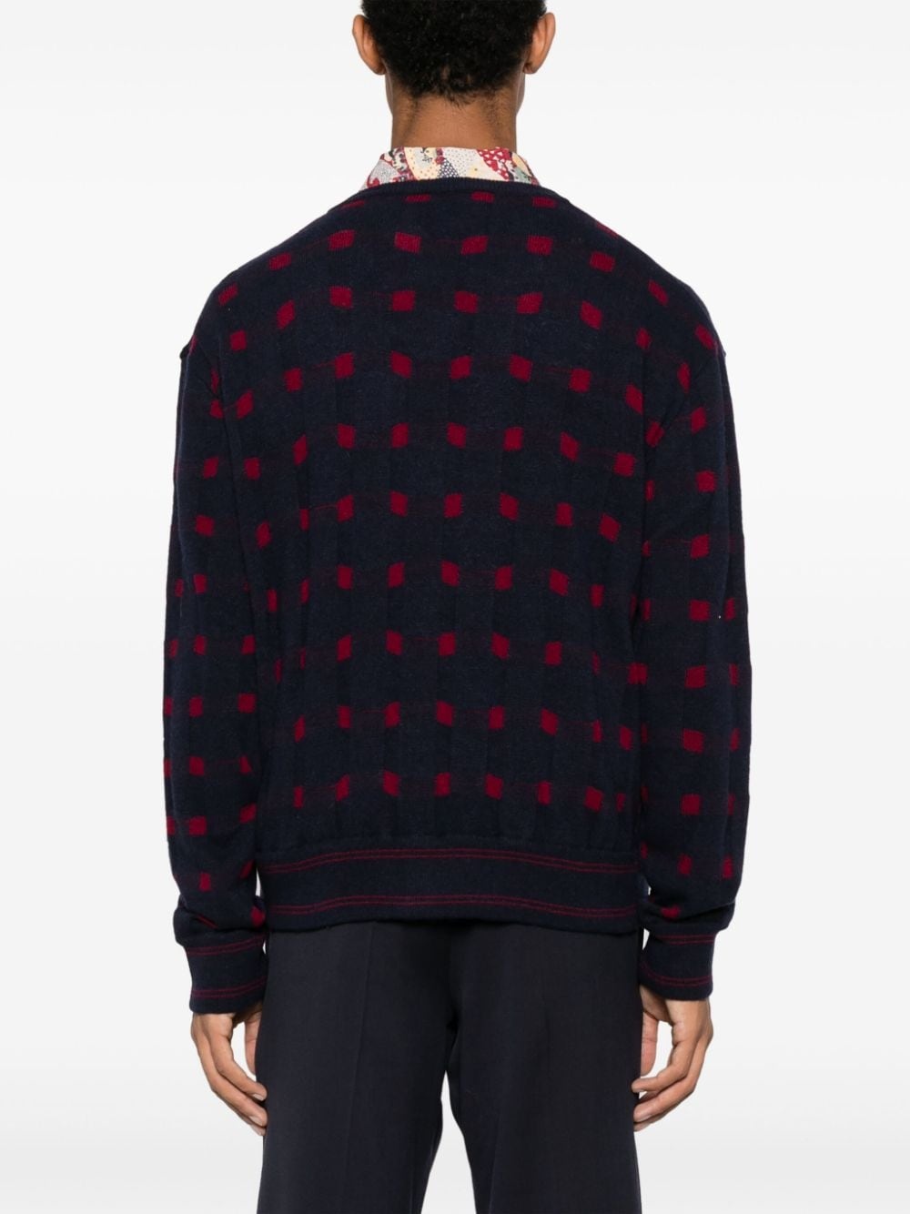 patterned-knit V-neck cardigan - 4