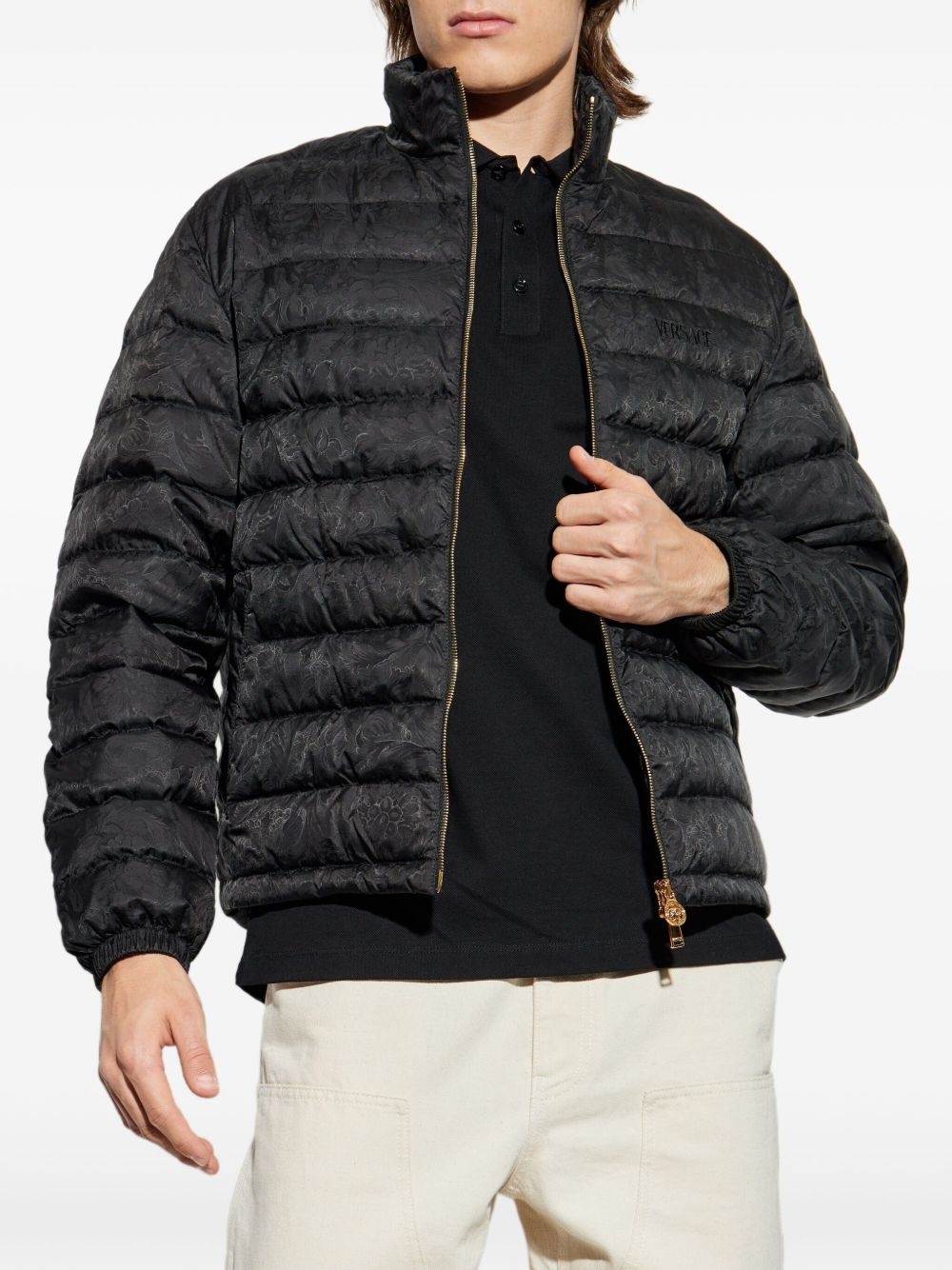 Barocco-jacquard down jacket - 3