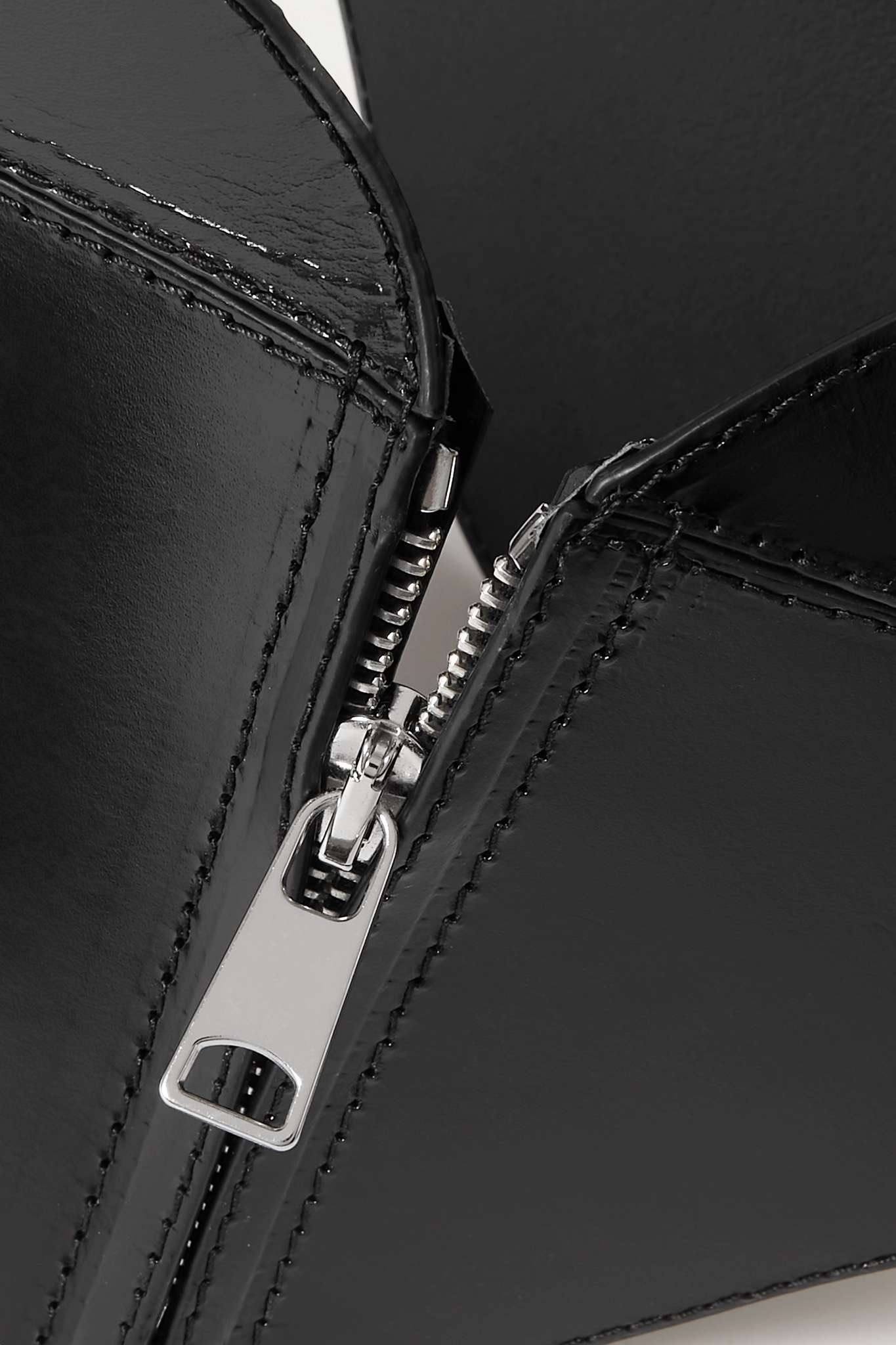 Glossed-leather waist belt - 4